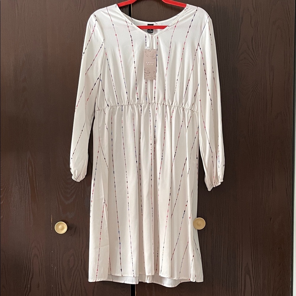 Emery Rose cream colored midi dress with long sleeves. Size Large. NWT